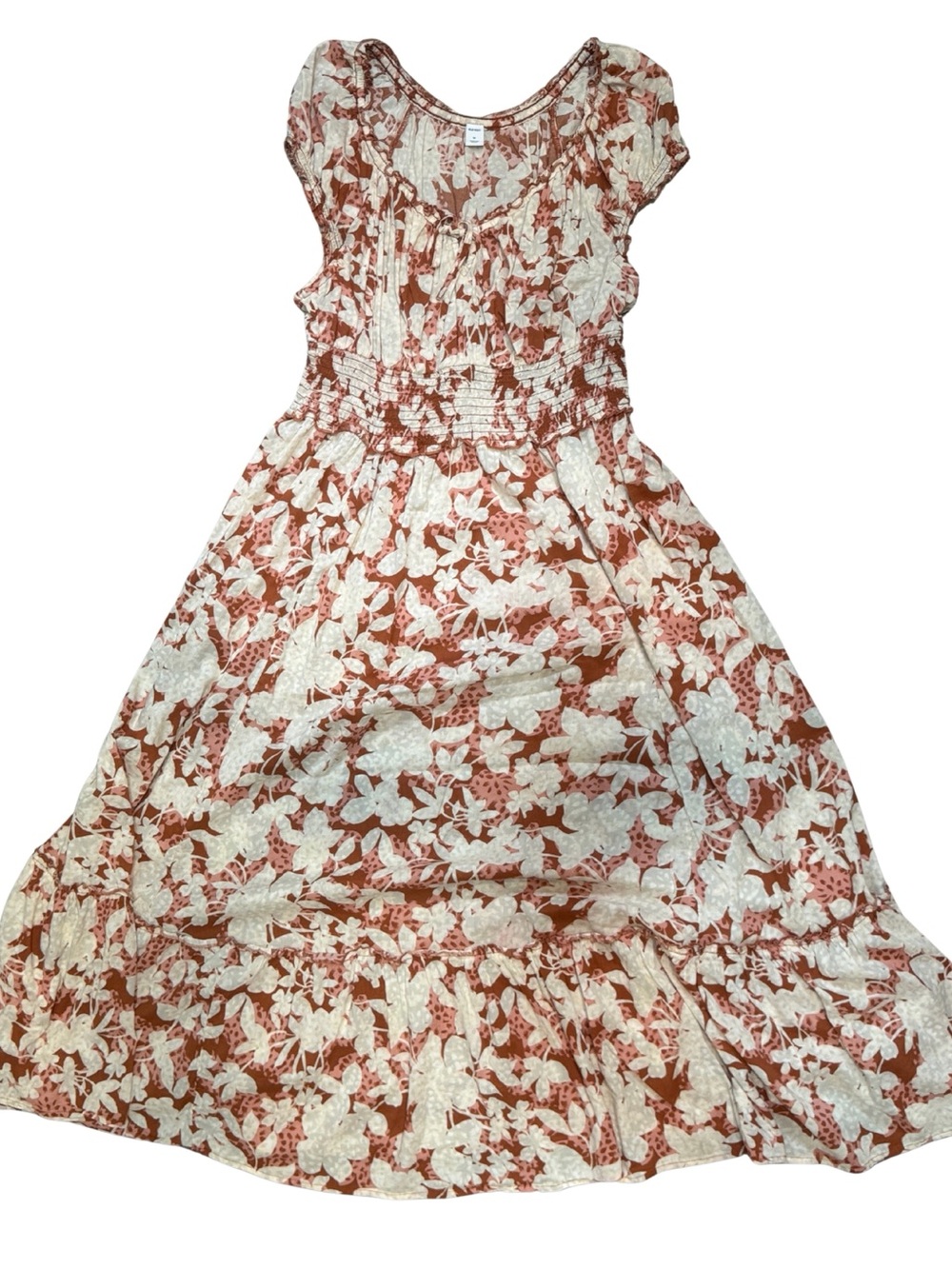 Old Navy Womens Floral Tiered Maxi Dress - Rust & White